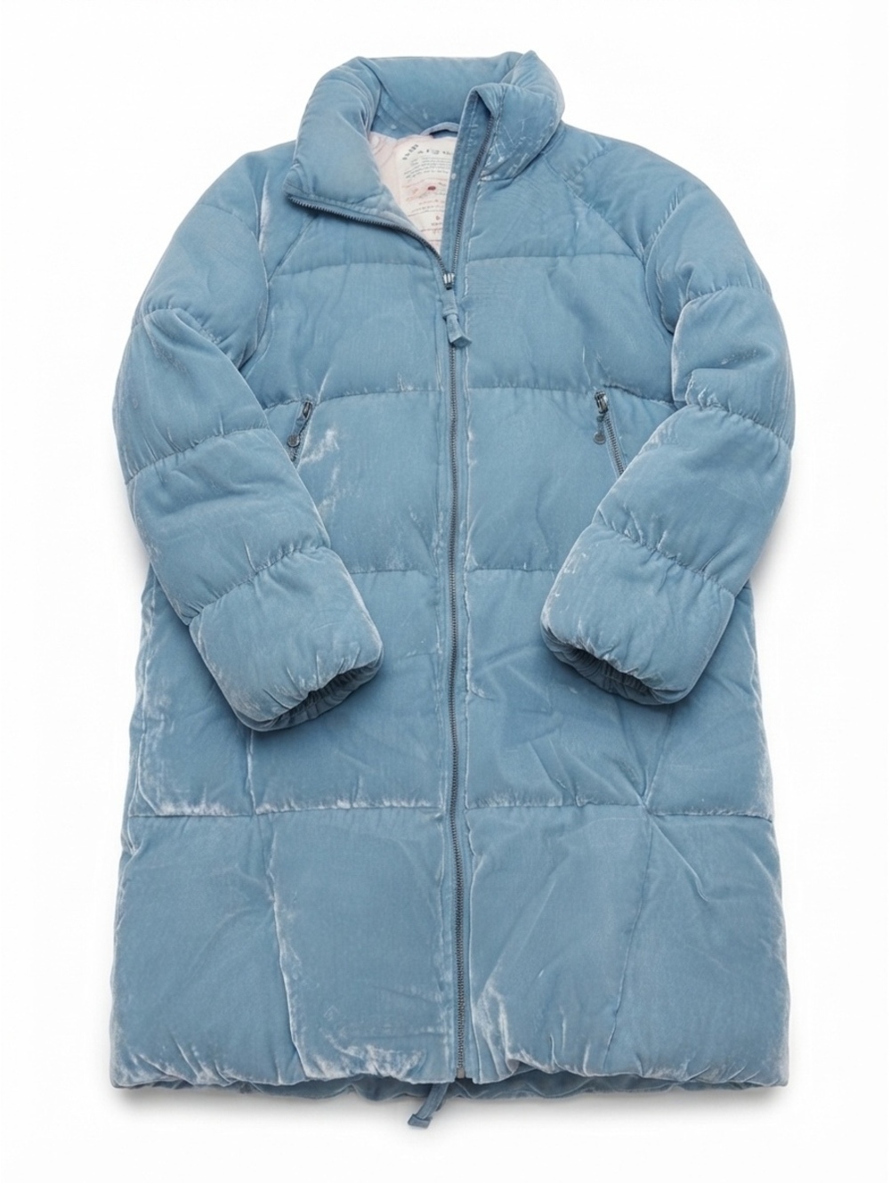 Odd Molly Velvet Puffer Long Puffer Jacket Coat Blue Size 1 Medium Boho Winter
